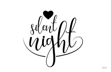 silent night typography text with love heart