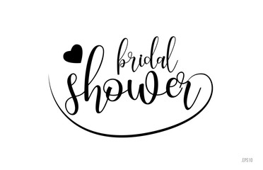bridal shower typography text with love heart