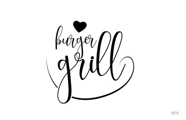 burger grill typography text with love heart