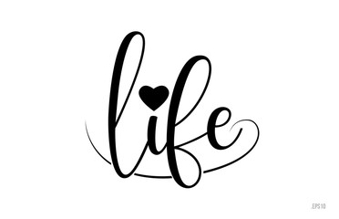 life typography text with love heart