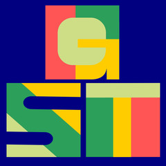 Colorful Wording GST Design in box .Illustration.