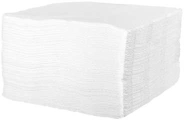 Stack of folded square white paper napkins