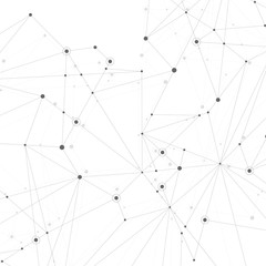 Abstract plexus background with connected lines and dots. Plexus geometric effect. Big data complex with compounds. Lines plexus, minimal array. Digital data visualization. Vector illustration.