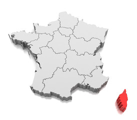 Obraz premium Map of Corsica region, France