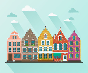 Obraz na płótnie Canvas European town. Vector flat illustration