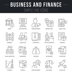 Set Vector Line Icons of Business and Finance.