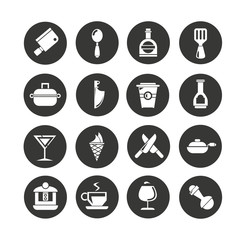 kitchen icon set in circle buttons