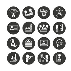 business icon set in circle buttons