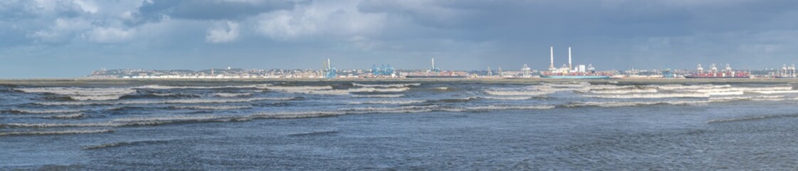 French landscape - Normandie. Panoramic view over the seaport and city of Le Havre in Northern France.