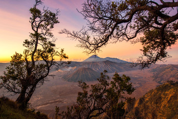 Mount Bromo in East Java, Indonesia.Beautiful nature background. Aerial view