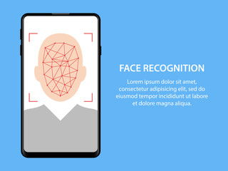 Mobile Face Recognition Bio metric Illustration Vector Icon