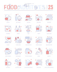 Set Blue Line Icons of Food Additives.
