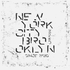 New York City Brooklyn Typography. T-shirt print, poster, banner, postcard, flyer. Grunge style. Elements for design.