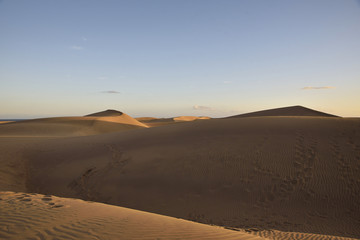Fototapeta na wymiar Sunset on the dunes of Maspalomas