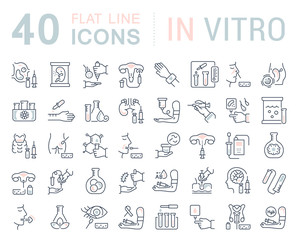 Set Vector Line Icons of In Vitro