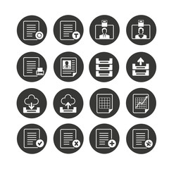 document icon set in circle buttons