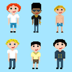 A set of six pixel males images