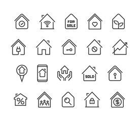 Set of House Home Property Related Vector Line Icons. Editable Stroke. 48x48 Pixel Perfect.