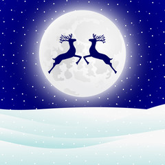 Obraz na płótnie Canvas Reindeer jumps against the background of the moon