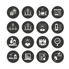 business icon set in circle buttons