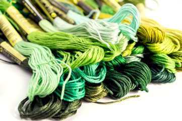 Multicolored mouline threads for embroidery