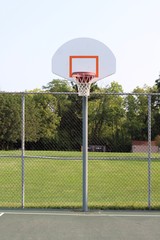 The basketball hoop goal on a close view in the park.