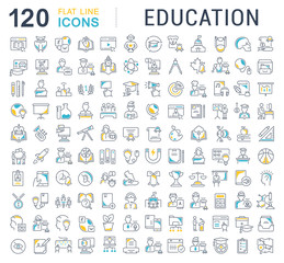 Set Vector Line Icons of Education.