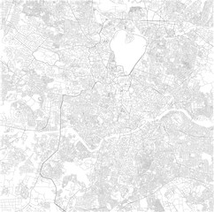 Cartina di Hyderabad, Telangana, vista satellitare, mappa in bianco e nero. Stradario e mappa della città. India