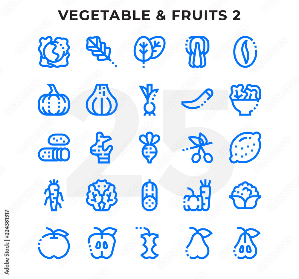 Wall mural dashed outline icons pack for ui. pixel perfect thin line vector icon set for web design and website