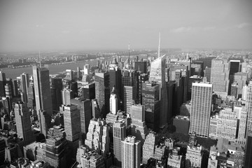 Black and white aerial of New York City