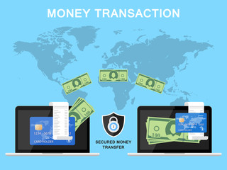 Money Transaction All Around the World Safe transaction Illustration Vector Icon