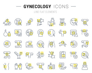 Set Vector Line Icons of Gynecology.