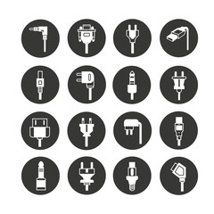 electric plug icon set in circle buttons