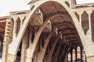 Wine cellar, Celler cooperatiu,modernist style by Cesar Martinell,Sant Cugat,Catalonia,Spain.