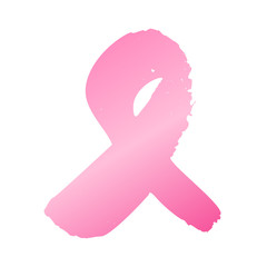 Breast Cancer Awareness Month ribbon element. Vector pink gradient item isolated on white background
