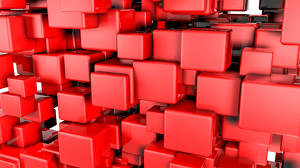 dark red glossy cubes on a white background. 3D rendering