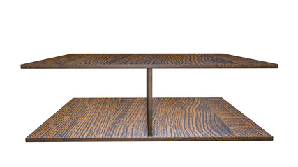 wooden shelf on a white background. 3D rendering