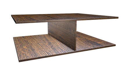 wooden shelf on a white background. 3D rendering