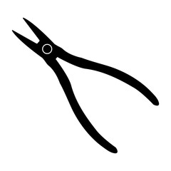 pliers nippers silhouette isolated on white background vector illustration
