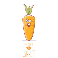 vector funny cartoon cute carrot character isolated on white background. My name is carrot vector concept illustration. funky autumn vegetable food character