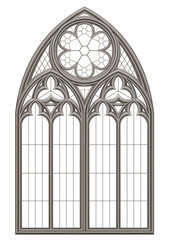 Medieval Gothic stained glass window - obrazy, fototapety, plakaty