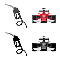 Vector illustration of car and rally sign. Collection of car and race vector icon for stock.
