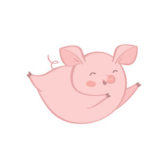 vector single pig character on white background