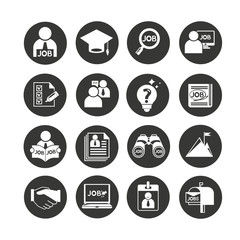 job icon set in circle buttons