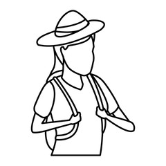Woman with hat and backpack