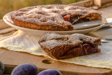 Homemade delicious plum cake.