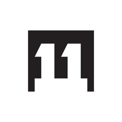 M letter with eleven number logo design