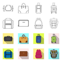 Vector illustration of suitcase and baggage icon. Collection of suitcase and journey vector icon for stock.