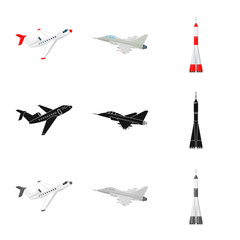 Vector design of plane and transport icon. Collection of plane and sky stock symbol for web.