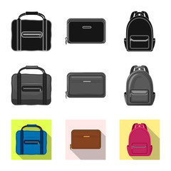 Vector design of suitcase and baggage sign. Set of suitcase and journey stock symbol for web.
